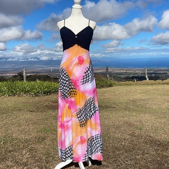 Y2K 90s VTG Pretty Young Thing Floral maxi Slip dress M - Picture 1 of 9